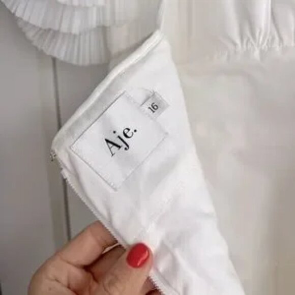 Aje Sculptura Expressive Pleated Organza Maxi Dress White Bridal NEW with tag - Picture 6 of 15